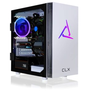 clx set gaming desktop - intel core i5 10400f 2.9ghz 6-core processor, 16gb ddr4 memory, geforce rtx 3060 12gb gddr6 graphics, 500gb ssd, 2tb hdd, wifi, windows 11 home 64-bit, white