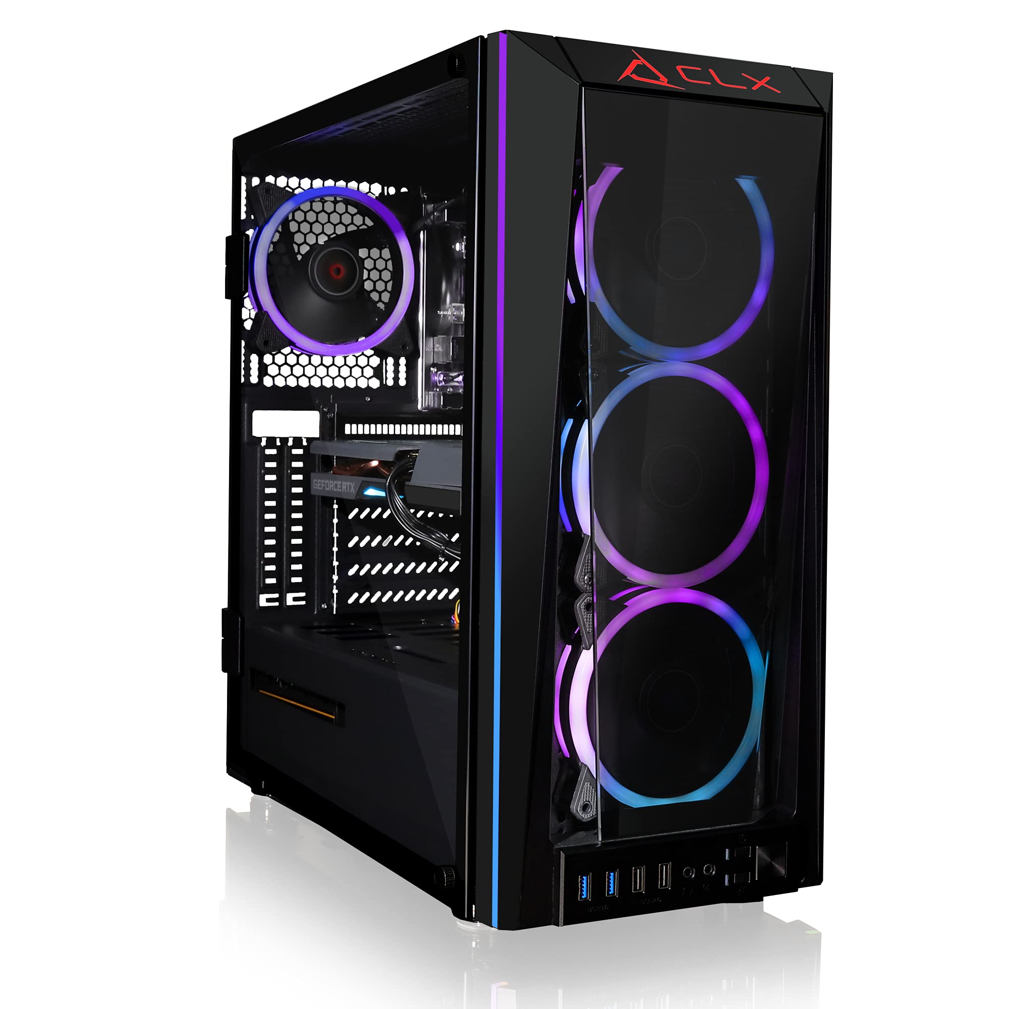 CLX Set Gaming Desktop - Liquid Cooled Intel Core i7 10700KF 3.8GHz 8-Core Processor, 32GB DDR4 Memory, GeForce RTX 3060 12GB GDDR6 Graphics, 500GB SSD, 4TB HDD, WiFi, Windows 11 Home 64-bit,Black