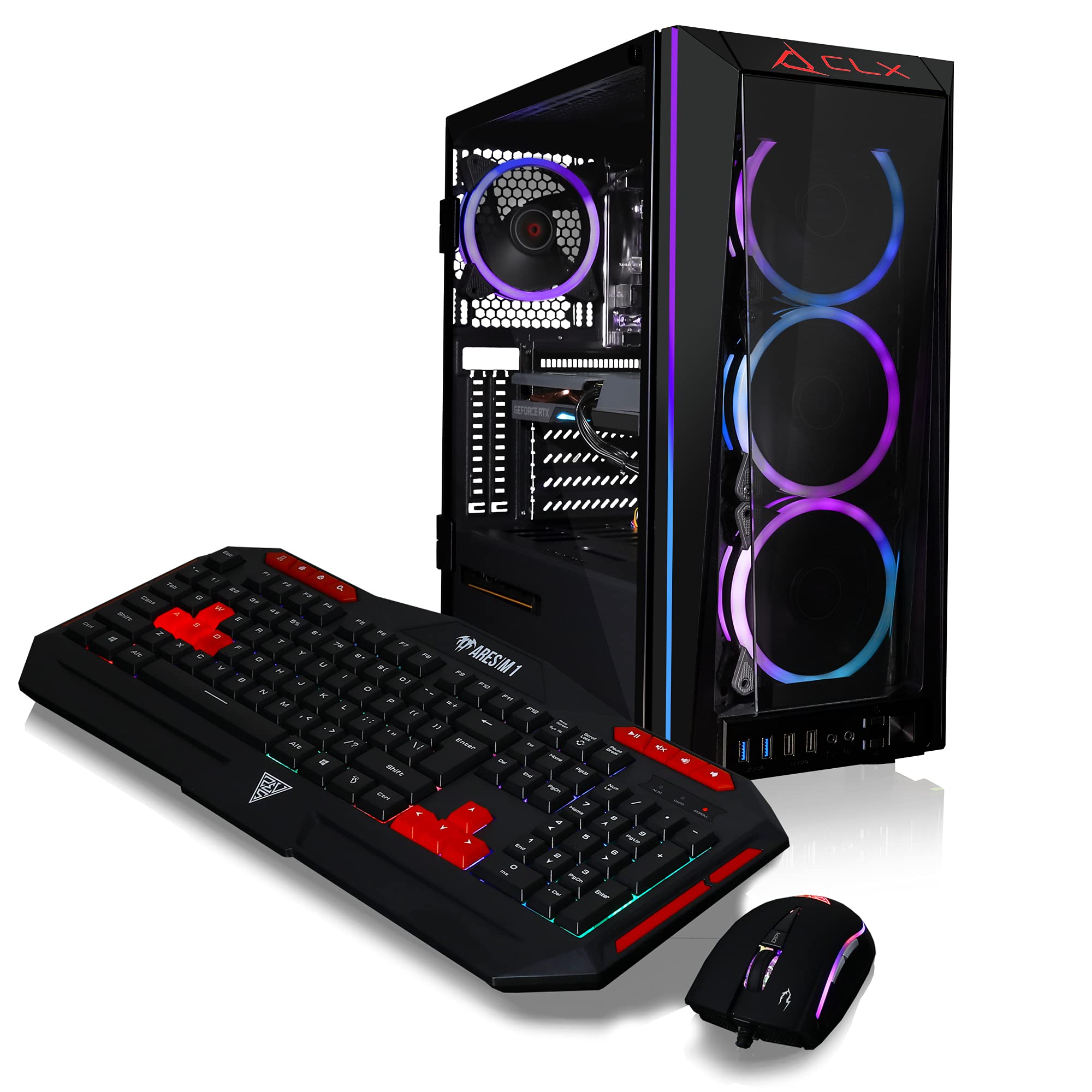 CLX Set Gaming Desktop - Liquid Cooled Intel Core i7 10700KF 3.8GHz 8-Core Processor, 32GB DDR4 Memory, GeForce RTX 3060 12GB GDDR6 Graphics, 500GB SSD, 4TB HDD, WiFi, Windows 11 Home 64-bit,Black