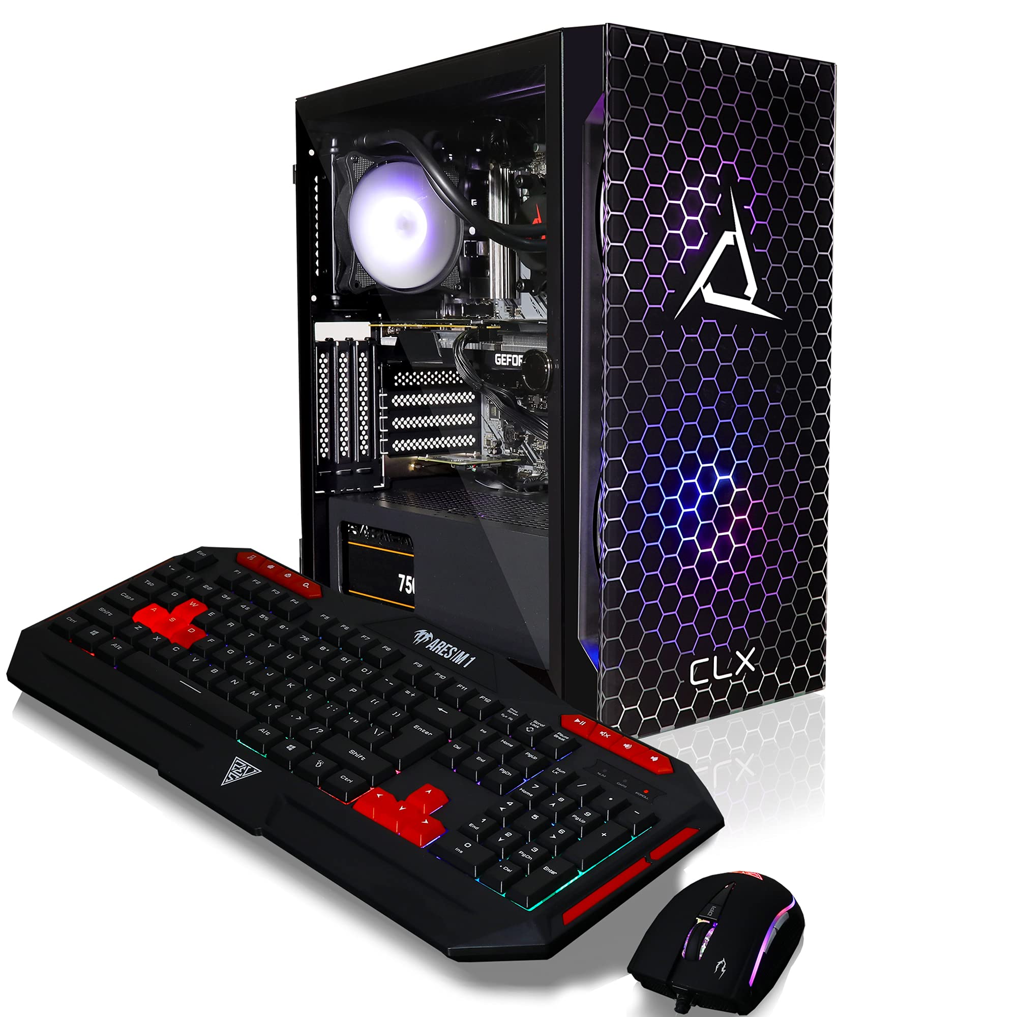 CLX Set Gaming Desktop - Liquid Cooled AMD Ryzen 9 5900X 3.7GHz 12-Core Processor, 16GB DDR4 Memory, GeForce RTX 3060 12GB GDDR6 Graphics, 500GB SSD, 3TB HDD, WiFi, Windows 11 Home 64-bit,Black