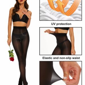 Lidogirl Women's Tights 8D Control Top Silk Stockings High Waist Pantyhose Dark Skin