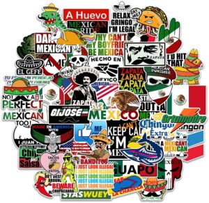 mexican hard hat stickers [50pcs] mexico pride - funny vinyl sticker for tool box hardhat helmet hood bumper laptop water bottle, patriotic decals for adults essential construction workers