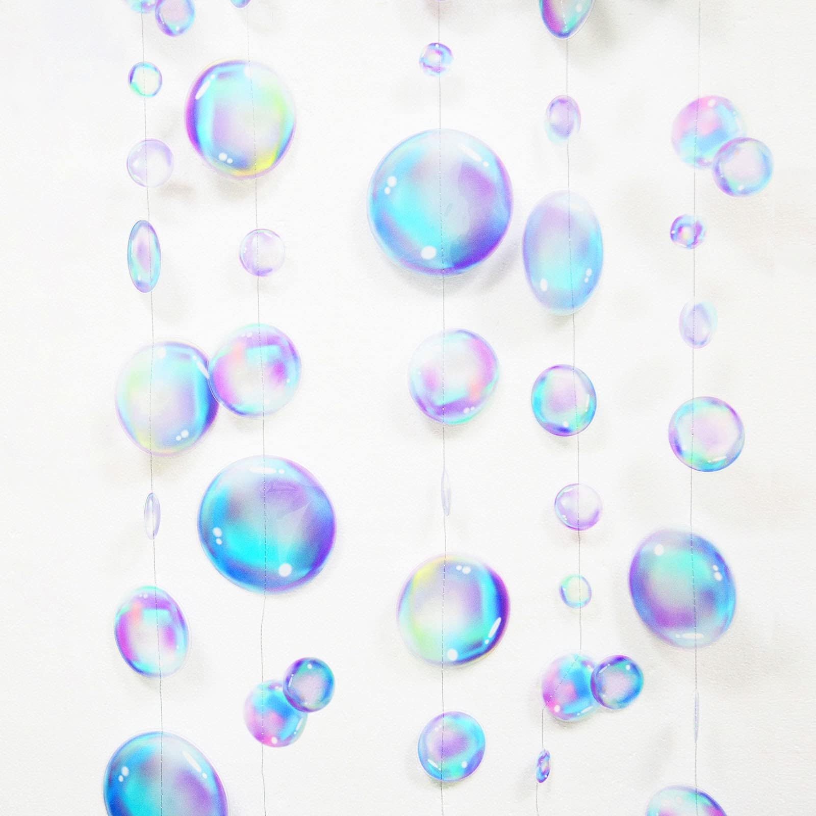 Decor365 Little Mermaid Party Decorations Puple Blue Bubble Garlands Hanging Bubbles Streamer Banner Backdrop Decor Ocean Under The Sea Beach Pool Side Decor Theme Girls Birthday Party Supplies