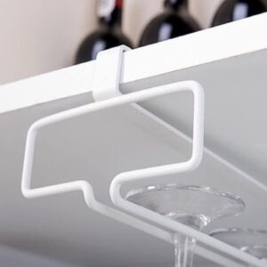 Wine Glass Rack, Under Cabinet Stemware Wine Glass Holder, Metal Hanging Glasses Hanger Organizer for Bar Kitchen (White)