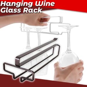 Wine Glass Rack, Under Cabinet Stemware Wine Glass Holder, Metal Hanging Glasses Hanger Organizer for Bar Kitchen (White)