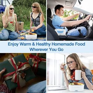 FVW Electric Lunch Box Food Warmer 2 in 1, Portable Food Heater for Car and Home - Leak proof, Lunch Heating Microwave for Truckers with Removable Stainless Steel Container 1.5 L, 110V/12V