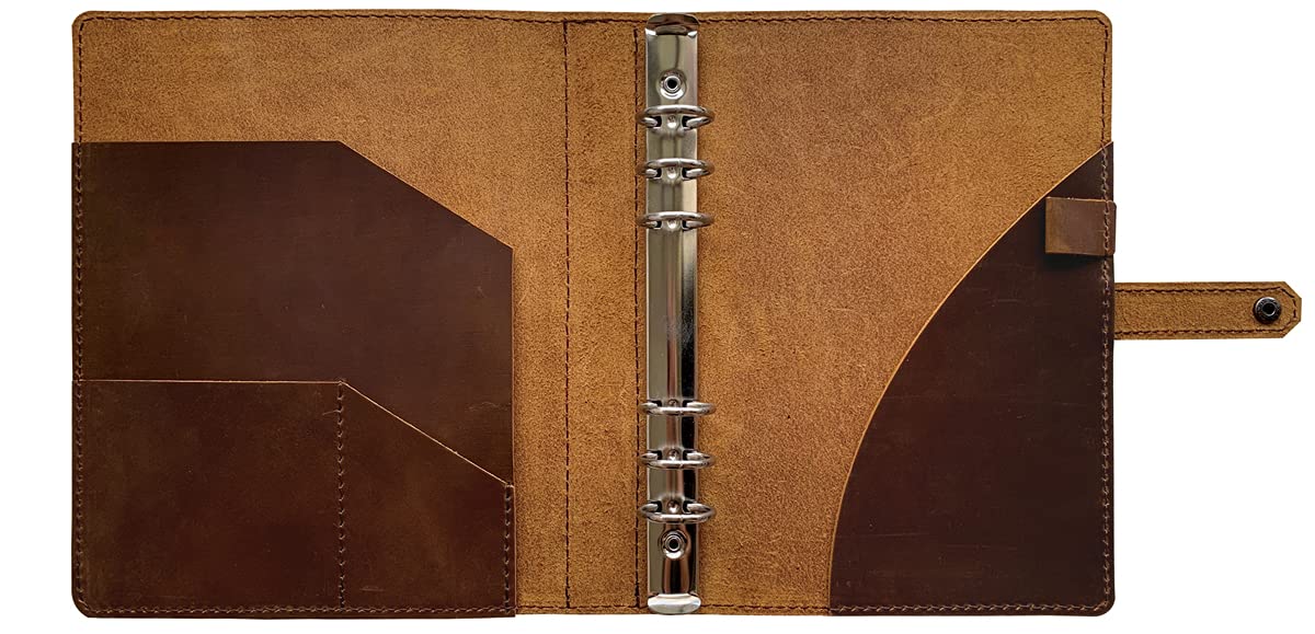 2024-2025 Leather Planner - A5 Genuine Leather Binder Planner with Weekly & Monthly Pages for Men and Women, Inner Pockets and Pen Holder, Refillable