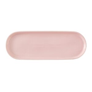 Ceramic Sink Tray, Bathroom Counter Tray, Bathtub Tray, Cosmetics Dish, Candle Tray, Perfume Shampoo Liquid Soap Tray Simple Style Design Suit for Bathroom and Kitchen (Pink)