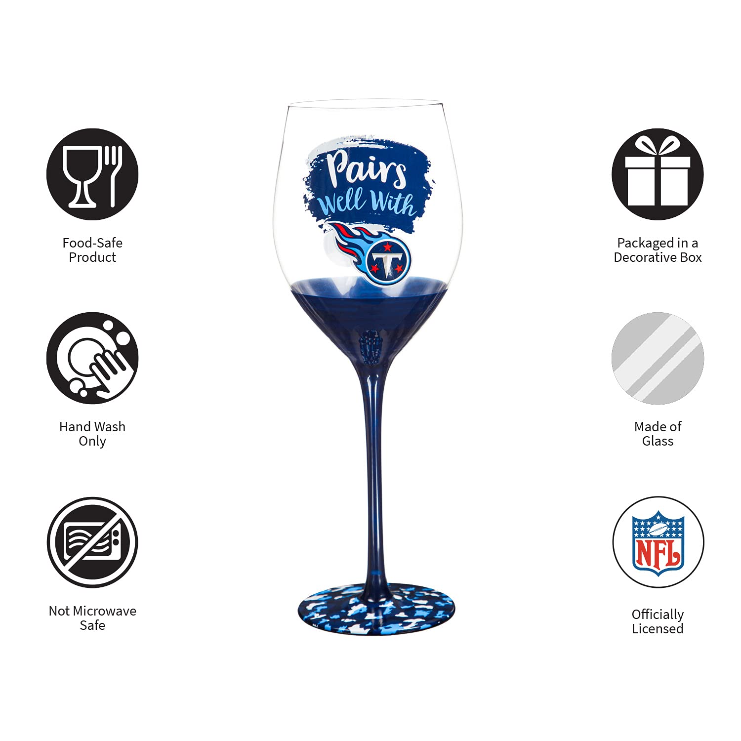 Team Sports America Tennessee Titans, 17oz Boxed Stemware