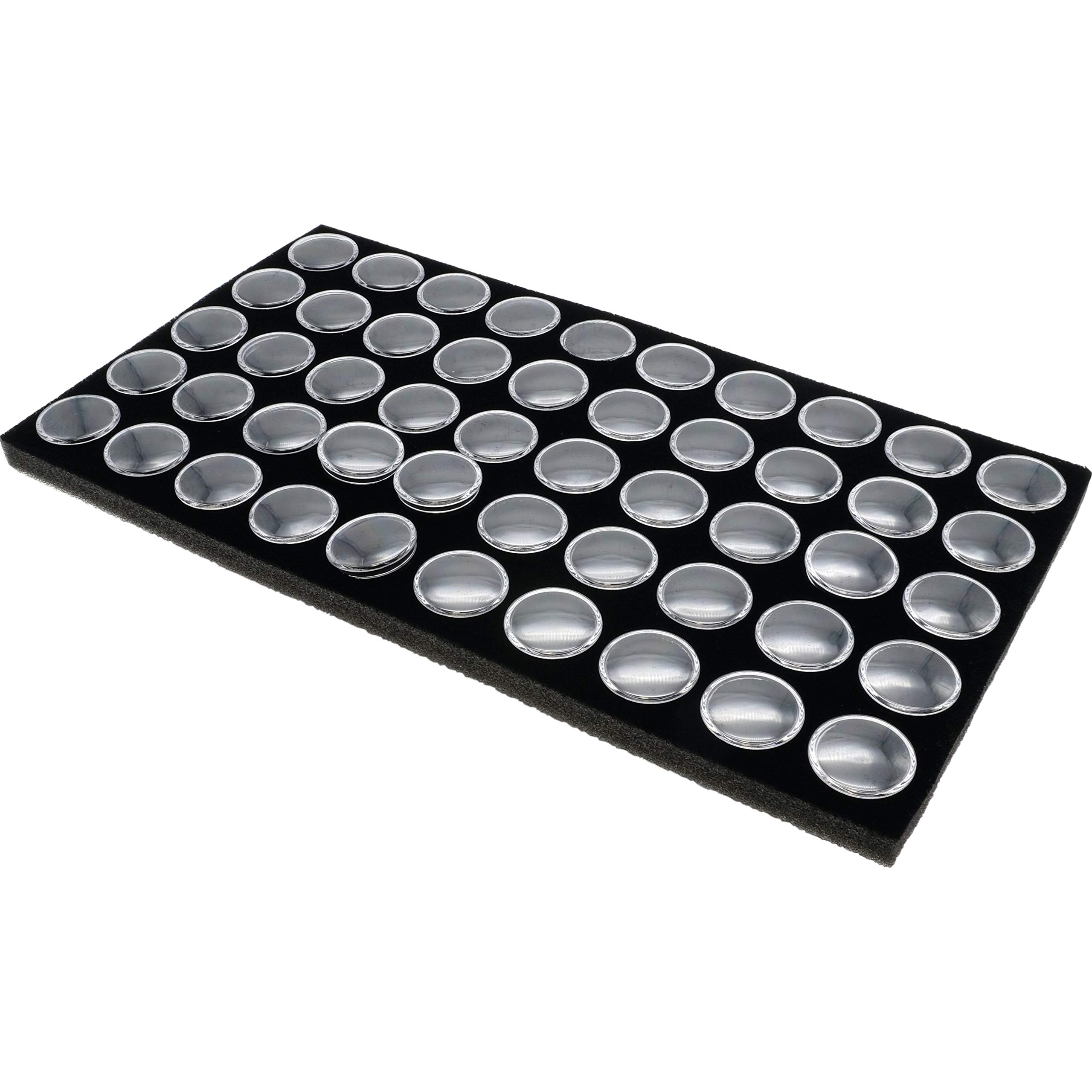 FindingKing 4 White Plastic Stackable Jewelry Display Trays w/ 36 & 50 Gem Jar Inserts (36 & 50 gem jars, black foam)