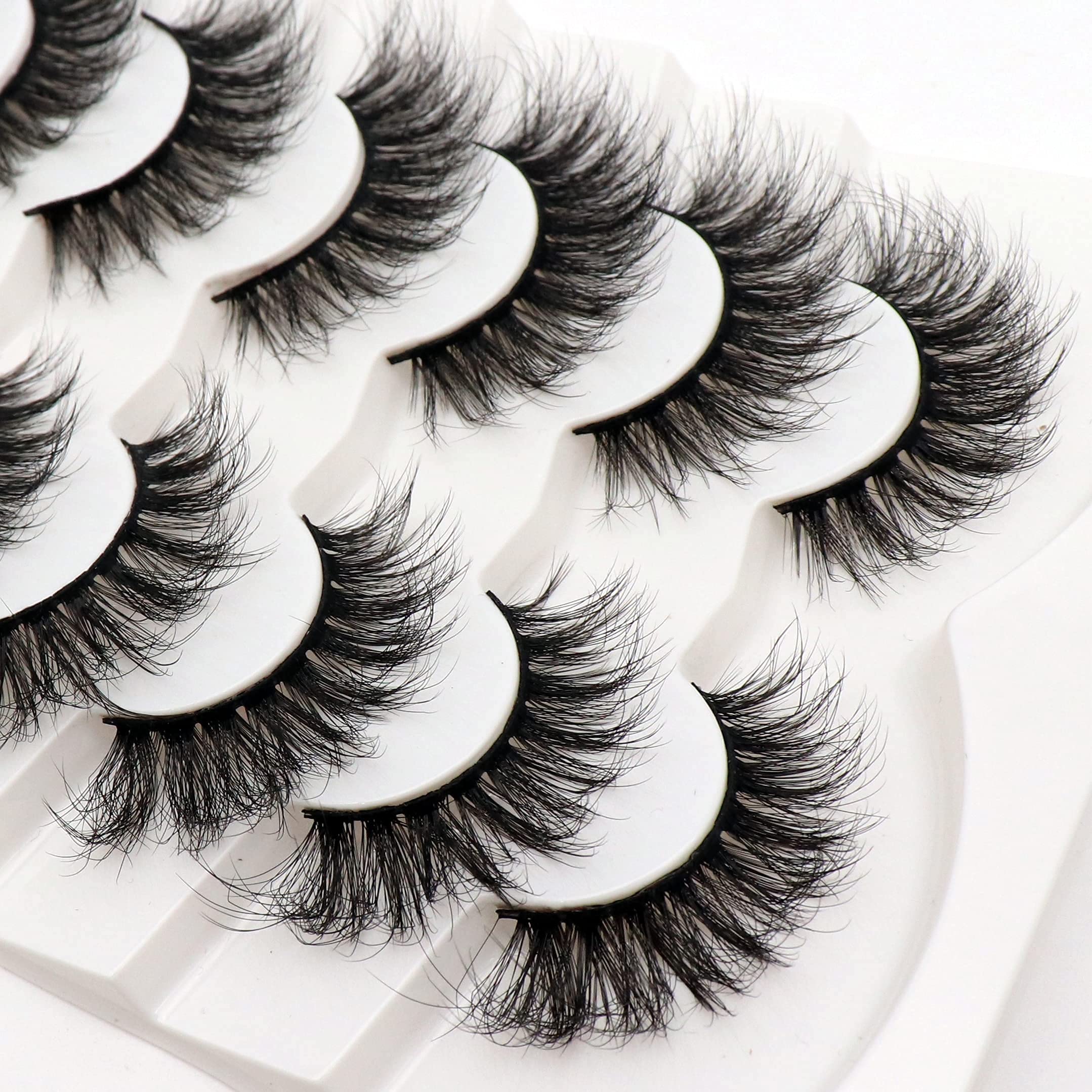 Veleasha False Eyelashes Wispy Faux Mink Lashes Fluffy Handmade Fake Eyelashes Natural Look 7 Pairs Pack Luxury Cat Eye Lashes (804)