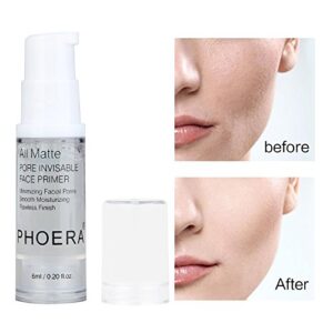 2 Pcs PHOERA Setting Powder and Face Primer, Control Oil Brighten Skin Color Cover Face Setting Loose Powder。 (02 Cool Beige + makeup primer)