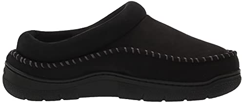 Dearfoams Men's Thompson Cozy Memory Foam Indoor Outdoor Clog House Slipper, Black, Large