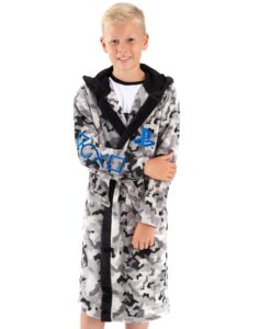 playstation dressing gown boys kids game pocket bathrobe 13-14 years