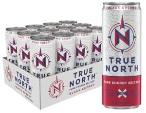 true north, pure energy seltzer, black cherry, 12 fl oz (pack of 12)