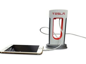desktop supercharger replica charging station, supercharger station - fits usb-c cables for android and iphone (red)