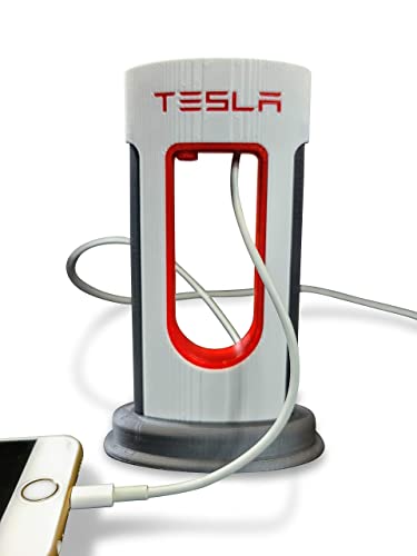 Desktop Supercharger Replica Charging Station, Supercharger Station - Fits USB-C Cables for Android and iPhone (Red)