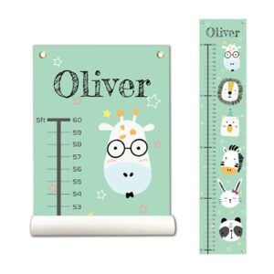 personalized canvas growth chart for kids, height chart for kids, growth chart banner with name (animal 2)