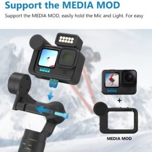 Gimbal Stabilizer,Inkee Falcon Plus Action Camera Gimbal Compatible with GoPro Hero 12/11/10/9/8/7, OSMO Action 3/1,Insta360 ONE R,Support Media Mod, Prvide Extension Rod and Tripod