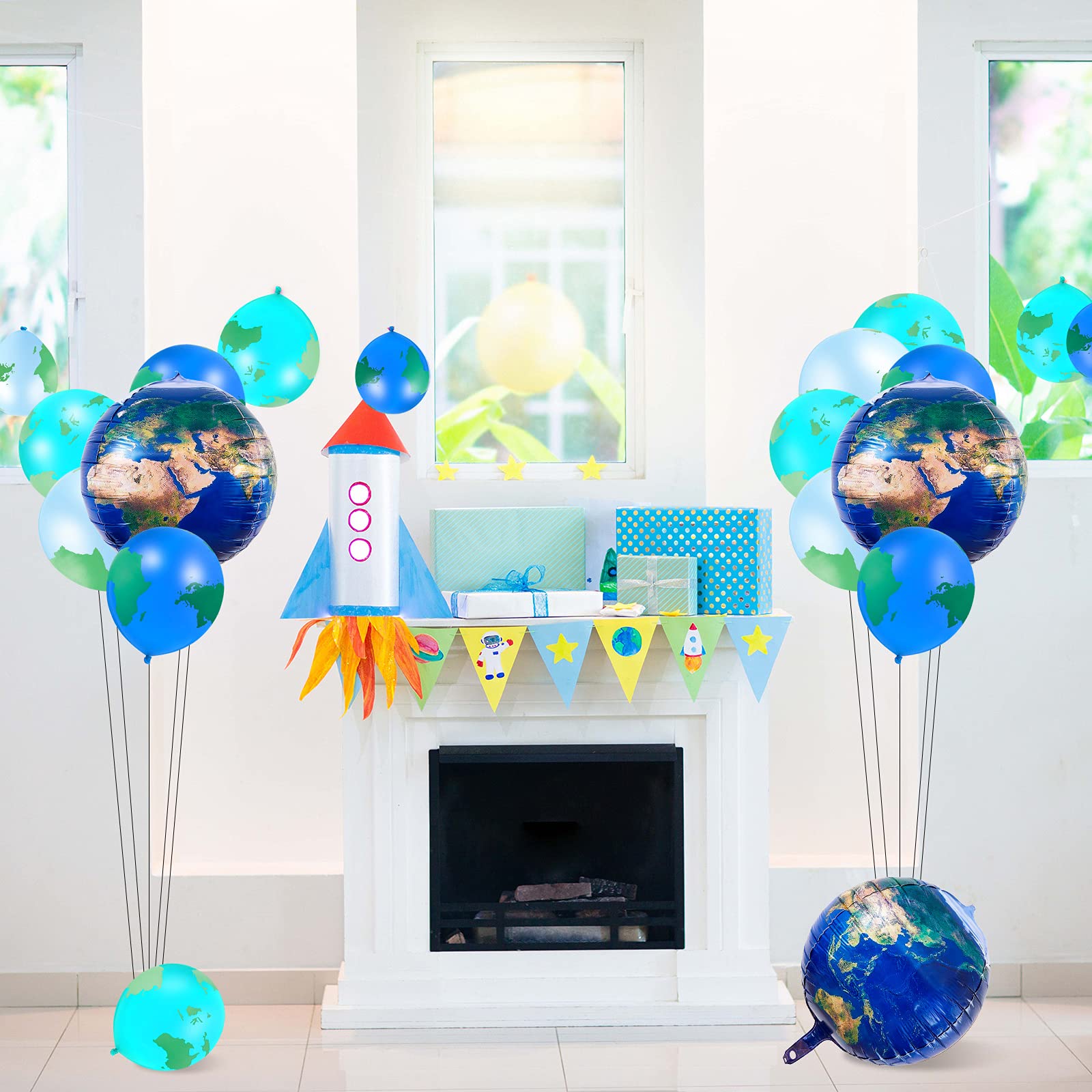 48 Earth Balloons Set Include 8 Pieces 22 Inch Planet Balloon Global Balloon 40 Pieces 12 Inch World Map Latex Balloon Garland for Travel Theme Space Theme Party Earth Day Decoration Teaching Supplies