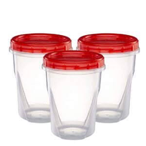 Elegant Disposables (32 Ounce 10 Pack) Twist cap Containers Clear Bottom With Red Top Screw on Lids Twist Top Food Storage Freezer Containers