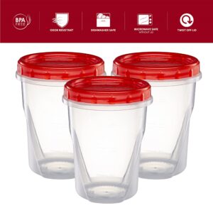 Elegant Disposables (32 Ounce 10 Pack) Twist cap Containers Clear Bottom With Red Top Screw on Lids Twist Top Food Storage Freezer Containers