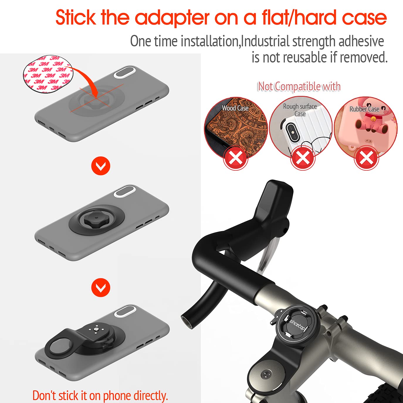 sincetop Bike Phone Mount,Mountain Bicycle Stem Cell Phone Holder,Universal Aluminum Handlebar Phone Clamp,Cycling Mobile Phone Clip,MTB Road Bike Quick Attach/Release for iPhone Google【2nd Gen】