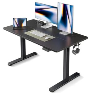 fezibo electric standing desk, 48 x 24 inches height adjustable stand up desk, sit stand home office desk, computer desk, white