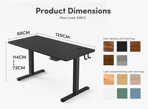 FEZIBO Electric Standing Desk, 48 x 24 Inches Height Adjustable Stand up Desk, Sit Stand Home Office Desk, Computer Desk, White