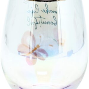 Pavilion - 18 oz Iridescent Stemless Wine Glass - Friends Make Life Beautiful