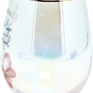 Pavilion - 18 oz Iridescent Stemless Wine Glass - Friends Make Life Beautiful