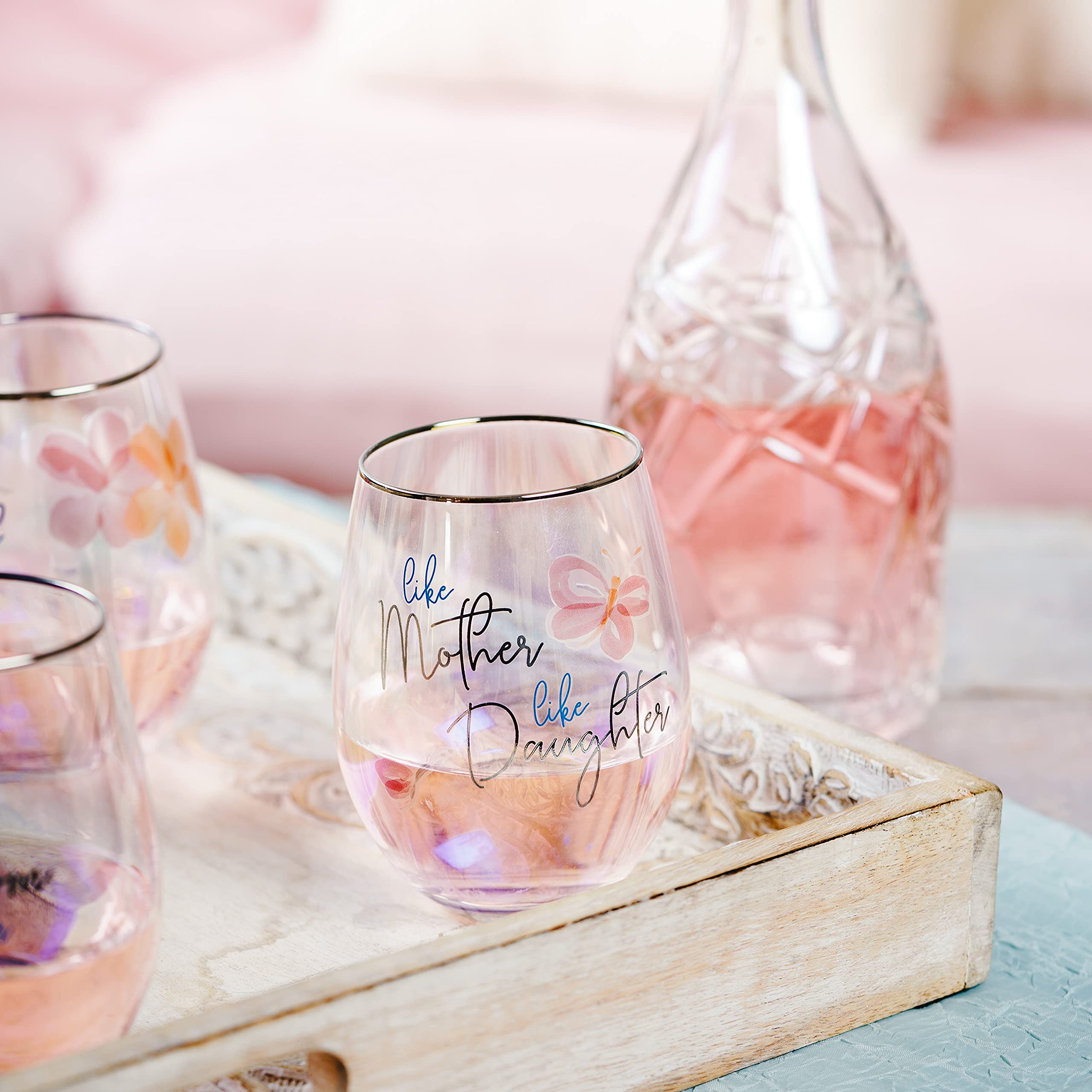 Pavilion - 18 oz Iridescent Stemless Wine Glass - Like Mother Like Daughter