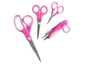 multicraft crafter's soft-grip scissors toolkit set of 4 - pink - embroidery, craft, fine tip, and thread snipper