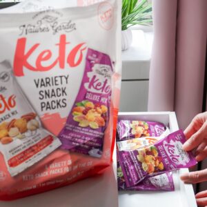 Nature’s Garden Keto Variety Snack Packs – Keto Snack Mix, Keto Deluxe Mix, Heart Healthy Nuts, Probiotic Cheese Balls, Mixed Nuts, Gluten-Free, Energy Boost, Healthy Snacks– 1 Oz Bags (18 Individual Servings)