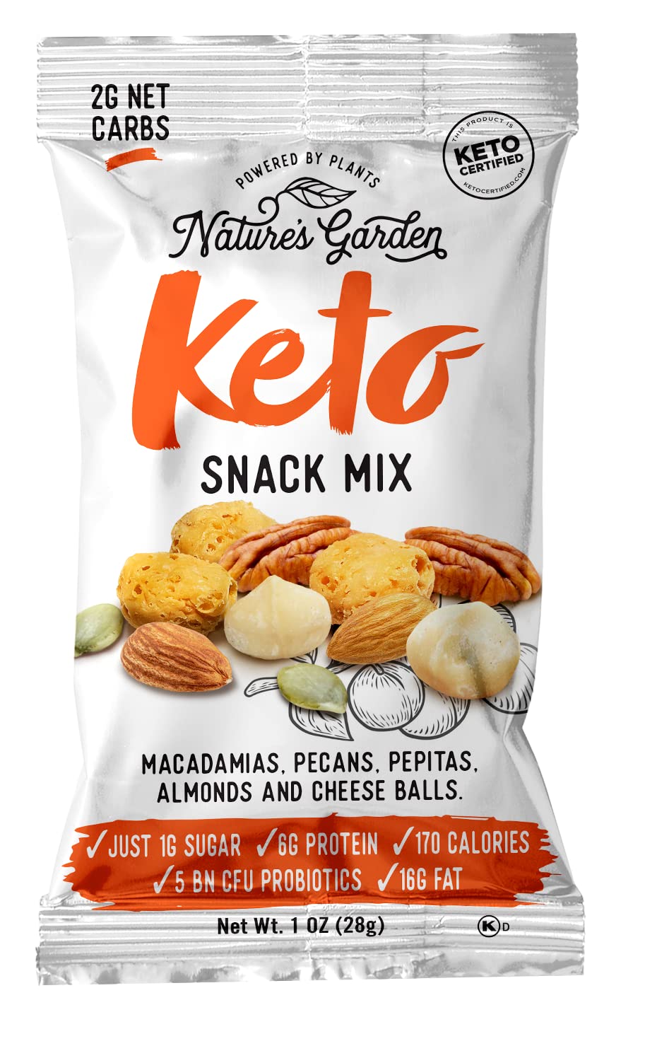 Nature’s Garden Keto Variety Snack Packs – Keto Snack Mix, Keto Deluxe Mix, Heart Healthy Nuts, Probiotic Cheese Balls, Mixed Nuts, Gluten-Free, Energy Boost, Healthy Snacks– 1 Oz Bags (18 Individual Servings)