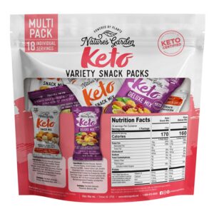 Nature’s Garden Keto Variety Snack Packs – Keto Snack Mix, Keto Deluxe Mix, Heart Healthy Nuts, Probiotic Cheese Balls, Mixed Nuts, Gluten-Free, Energy Boost, Healthy Snacks– 1 Oz Bags (18 Individual Servings)