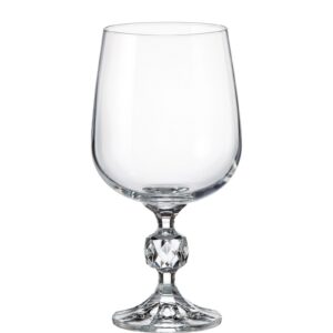 Czech Bohemian Crystal Glass Wine Glasses 8oz./230ml. Set of 6 "Sterna" Vintage Design Elegant Stem Goblets Wine Champagne Wedding Birthday Housewarming Anniversary