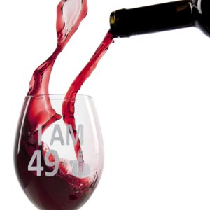 Promotion & Beyond 49 + 1 50th Birthday Finger Graphic Stemless Wine Glass - Funny Birthday Gift For Friends