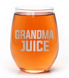 promotion & beyond grandma juice stemless wine glass - funny gift for grandmother from daughter son husband - mother's day