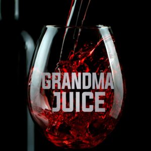 Promotion & Beyond GRANDMA JUICE Stemless Wine Glass - Funny Gift for Grandmother From Daughter Son Husband - Mother's Day