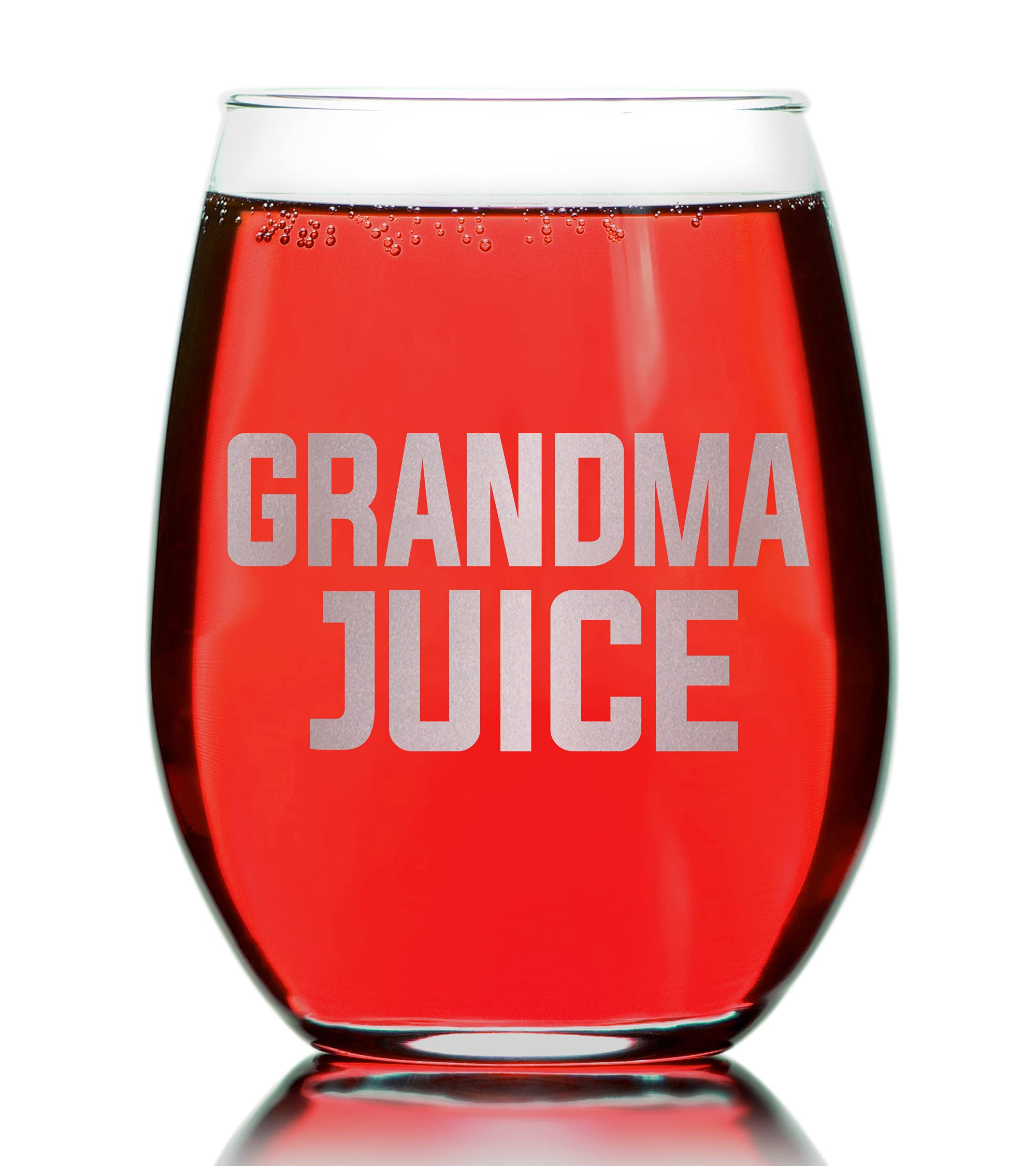 Promotion & Beyond GRANDMA JUICE Stemless Wine Glass - Funny Gift for Grandmother From Daughter Son Husband - Mother's Day