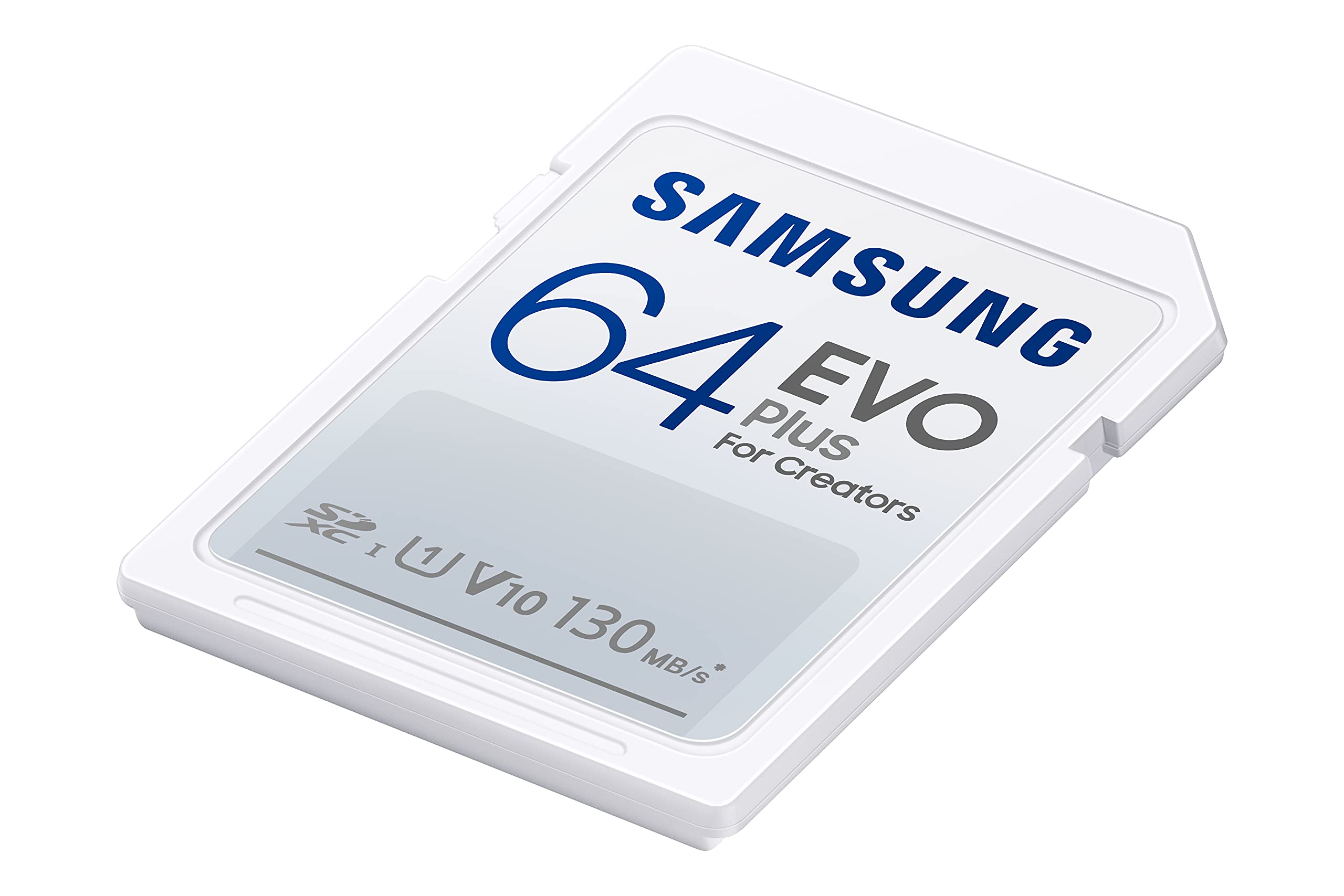 SAMSUNG EVO Plus Full Size 64 GB SDXC Card 130MB/s Full HD & 4K UHD, UHS-I, U1, V10 (MB-SC64K/AM)