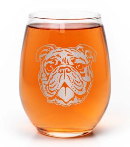 promotion & beyond bulldog face cute puppy stemless wine glass - funny dog mother father parent owner gift