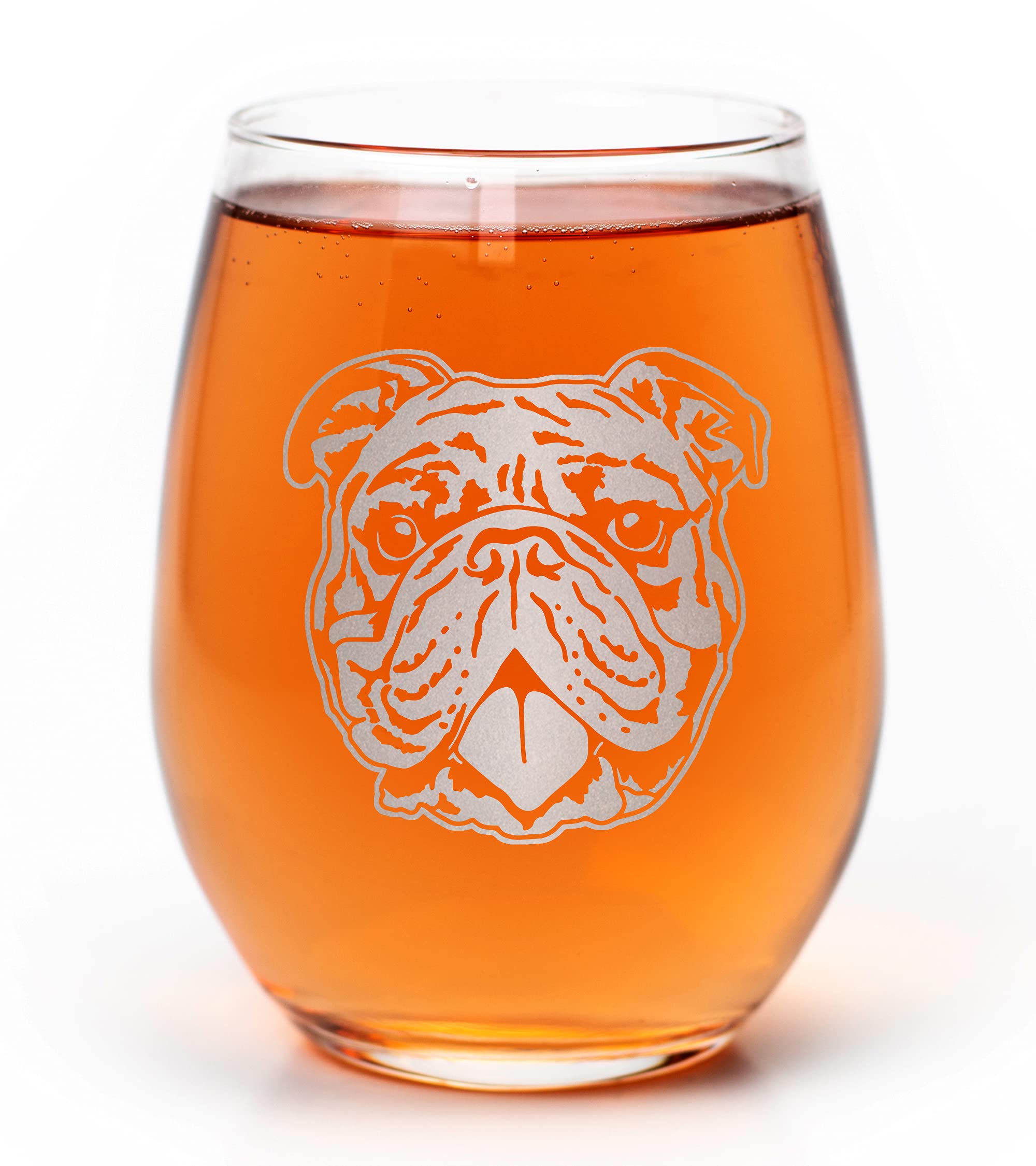 Promotion & Beyond Bulldog Face Cute Puppy Stemless Wine Glass - Funny Dog Mother Father Parent Owner Gift