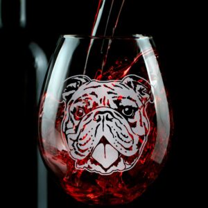 Promotion & Beyond Bulldog Face Cute Puppy Stemless Wine Glass - Funny Dog Mother Father Parent Owner Gift