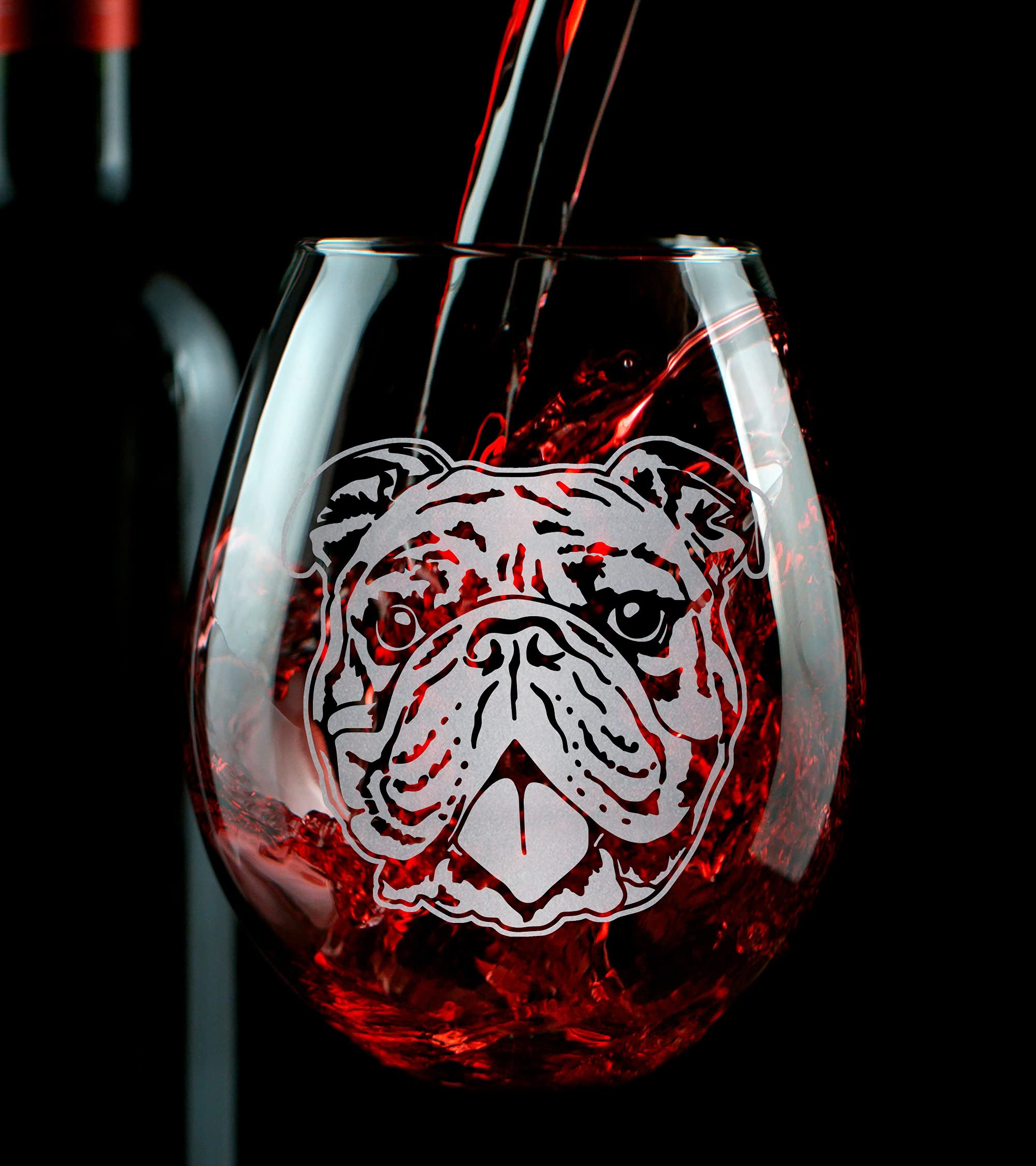 Promotion & Beyond Bulldog Face Cute Puppy Stemless Wine Glass - Funny Dog Mother Father Parent Owner Gift