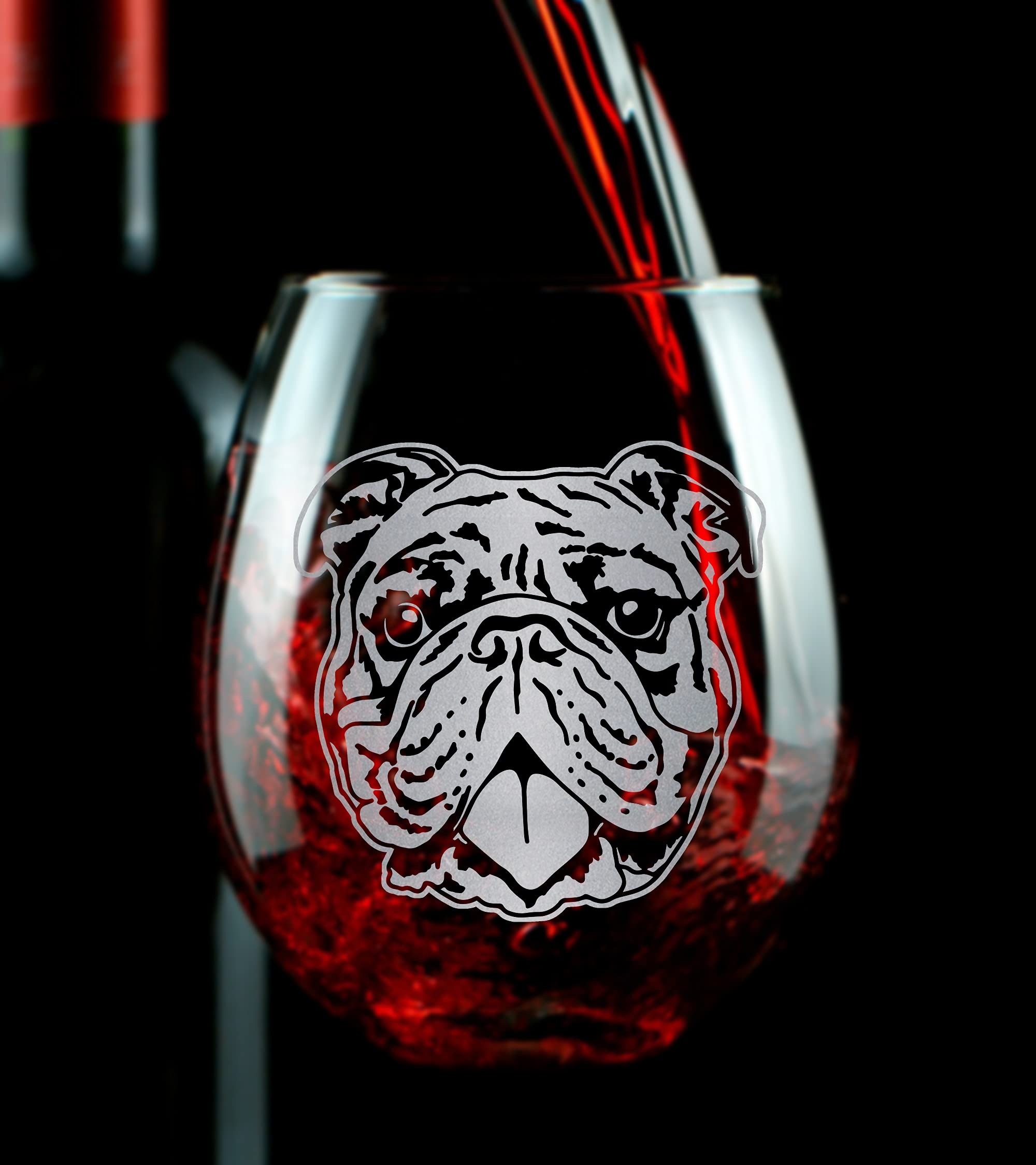 Promotion & Beyond Bulldog Face Cute Puppy Stemless Wine Glass - Funny Dog Mother Father Parent Owner Gift