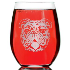 Promotion & Beyond Bulldog Face Cute Puppy Stemless Wine Glass - Funny Dog Mother Father Parent Owner Gift