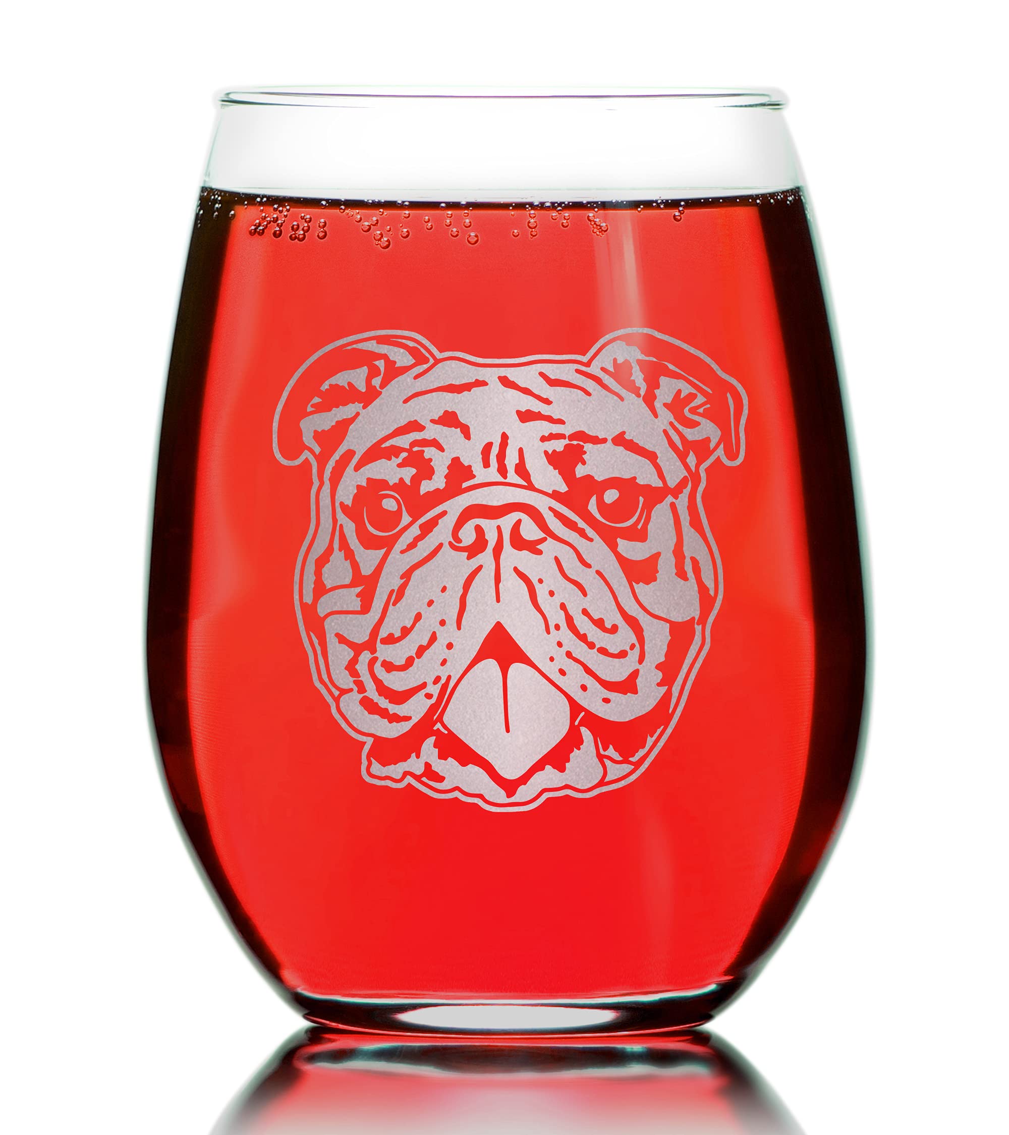 Promotion & Beyond Bulldog Face Cute Puppy Stemless Wine Glass - Funny Dog Mother Father Parent Owner Gift