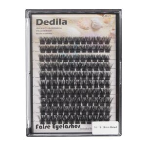 dedila 120 pcs handmade d curl makeup clusters eye lashes extensions mixed 10-12-14-16mm/12-14-16mm/14-16-18mm d curl soft and lightweight individual false eyelashes wide stem (mixed 14-16-18mm)